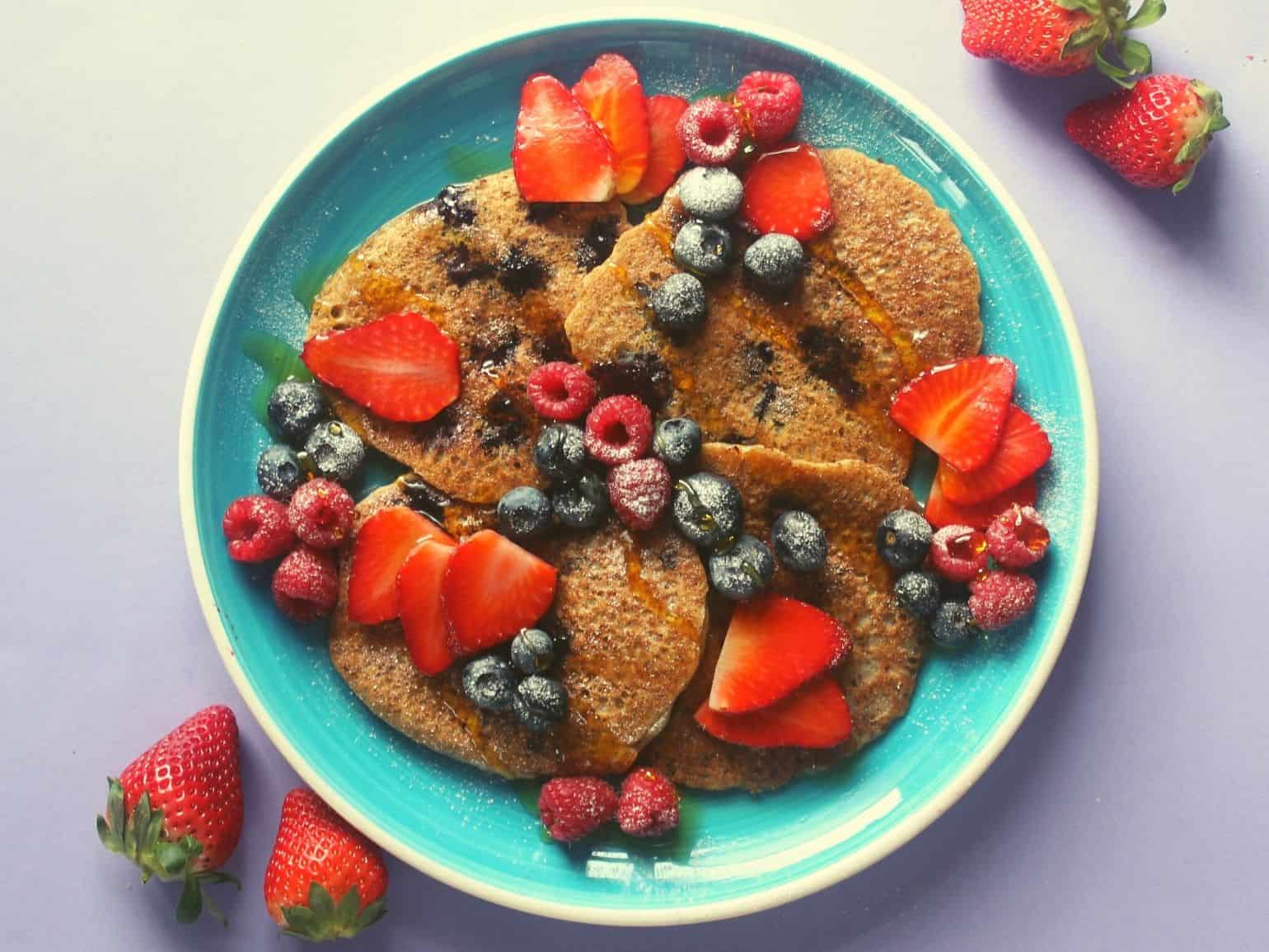 vegan blueberry pancake recipe image