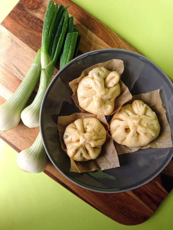 vegan leek and mushroom bao buns