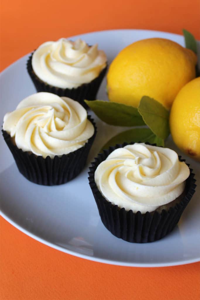 Vegan lemon cupcakes on a plate