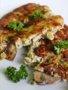 mushroom and leek tofu omelette