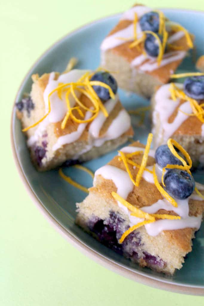 vegan orange and blueberry cake squares