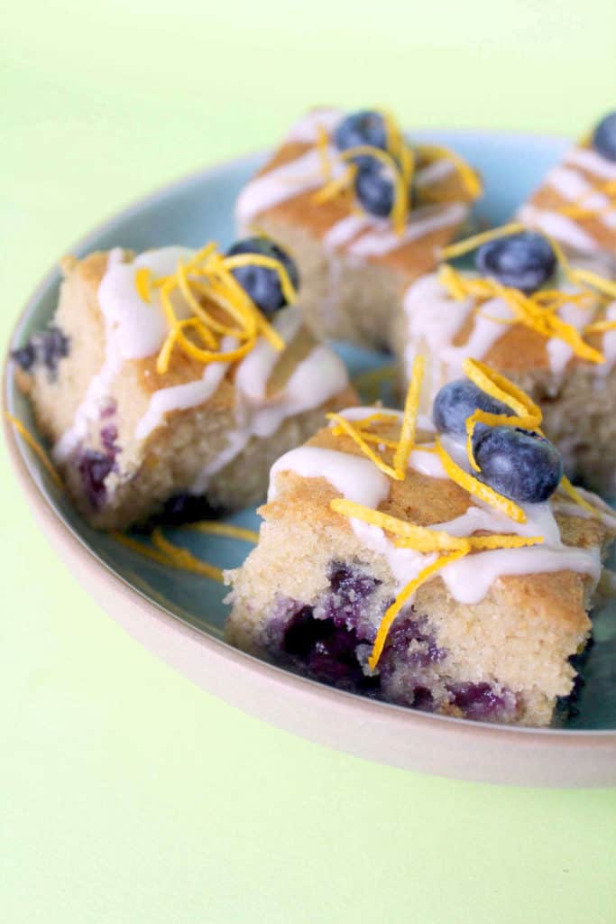 vegan orange and blueberry cake squares