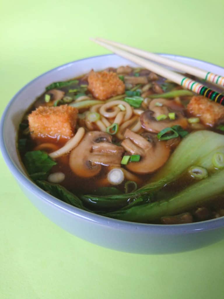 vegan udon noodle soup